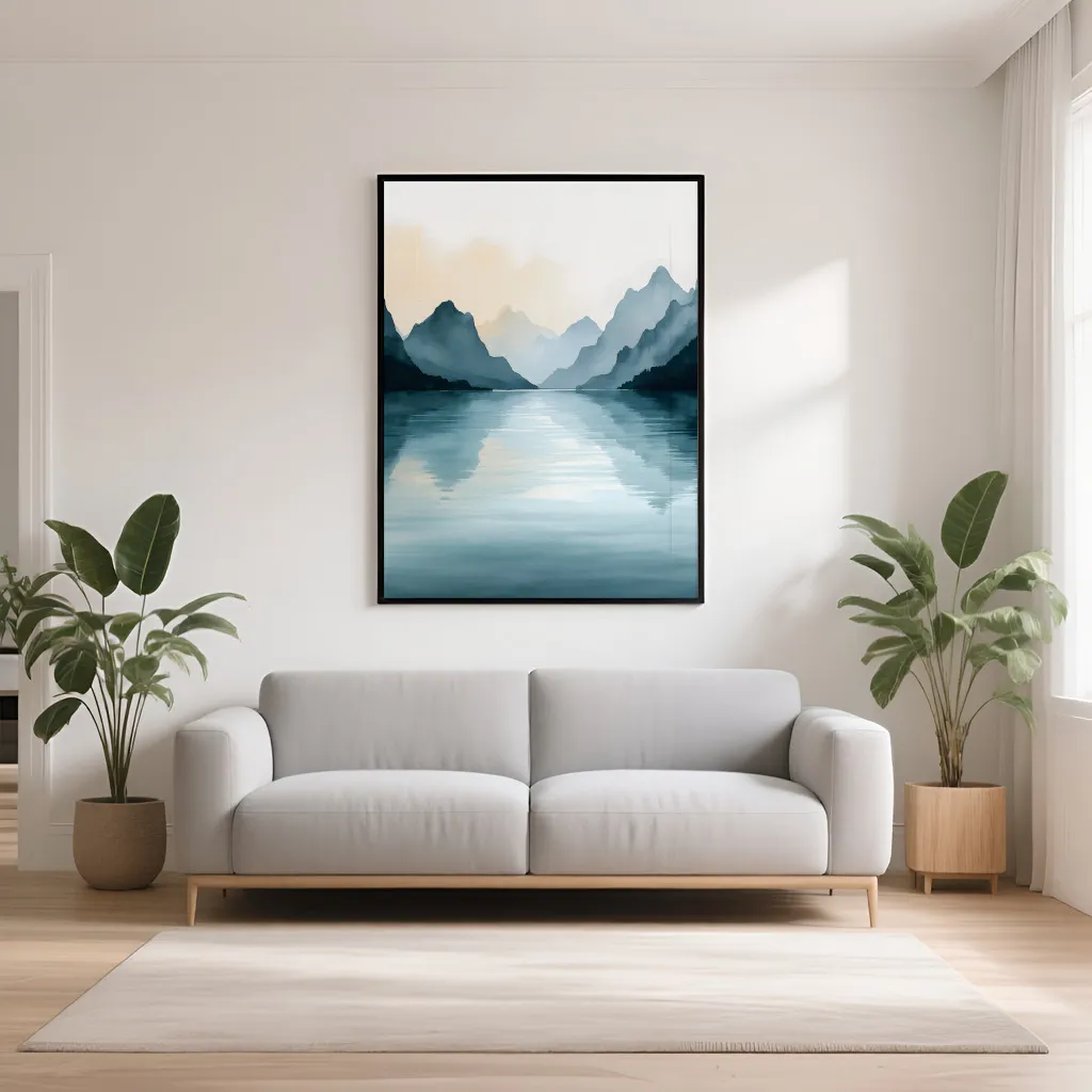 PixuPrint Mountain landscape with water reflection