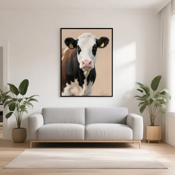 PixuPrint Black And White Cow Portrait
