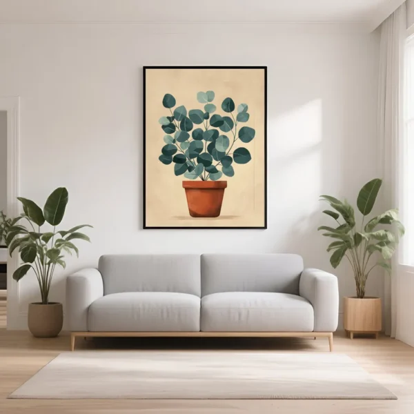 PixuPrint Cute Illustration Eucalyptus Plant Terrace Boho