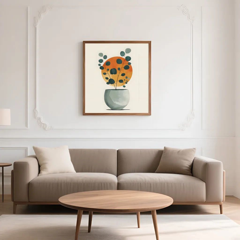 PixuPrint Cute Potted Plant Eucalyptus Leaves Boho