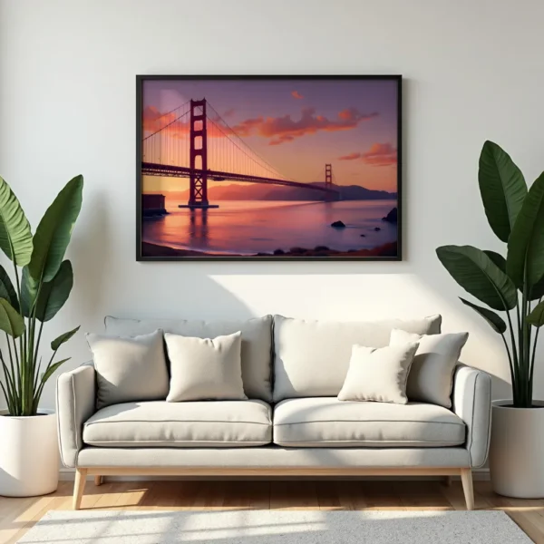 PixuPrint Golden Sunset Bridge Panoramico