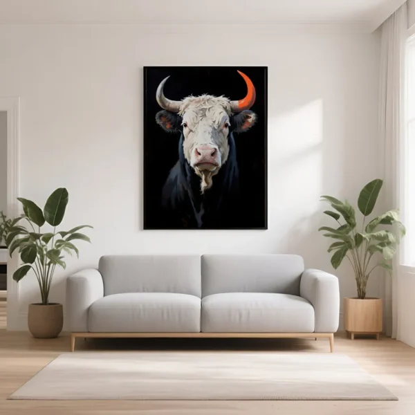 PixuPrint Long Horn Cow Portrait