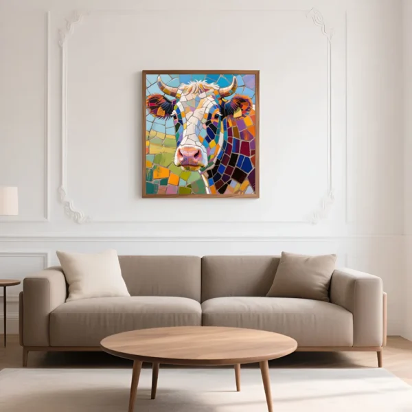 PixuPrint Mosaic Cow Portrait