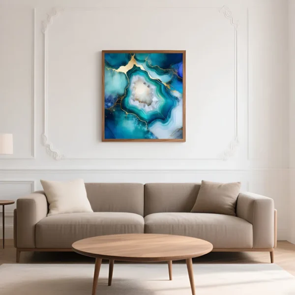 PixuPrint Abstract geode blue green gold