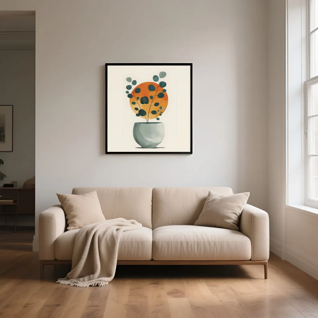 PixuPrint Cute Potted Plant Eucalyptus Leaves Boho