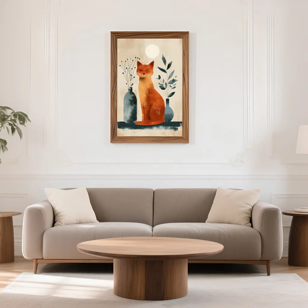 PixuPrint Orange Lynx Sitting Table Simple_Boho