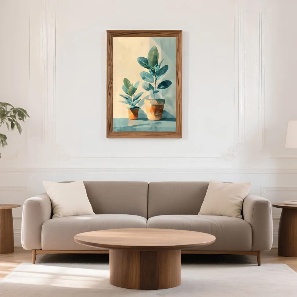 PixuPrint Soft Pastel Painting Potted Plants Boho