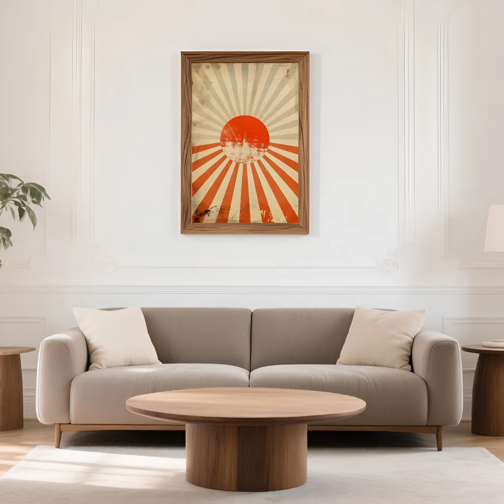 PixuPrint Sun Rays Poster Design Retro Boho