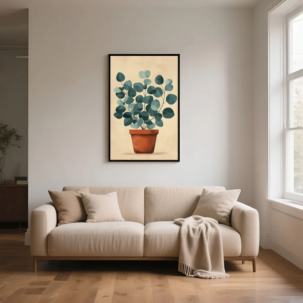 PixuPrint Cute Illustration Eucalyptus Plant Terrace Boho