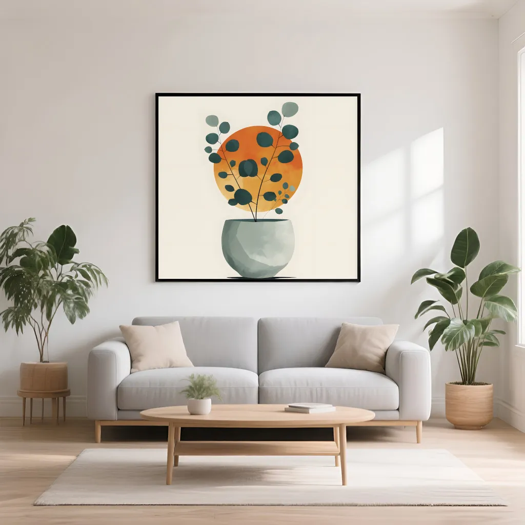 PixuPrint Cute Potted Plant Eucalyptus Leaves Boho