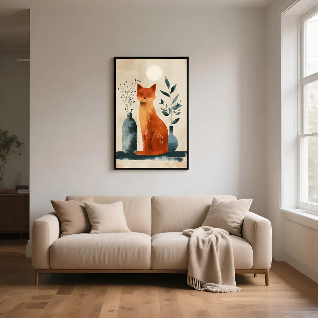 PixuPrint Orange Lynx Sitting Table Simple_Boho