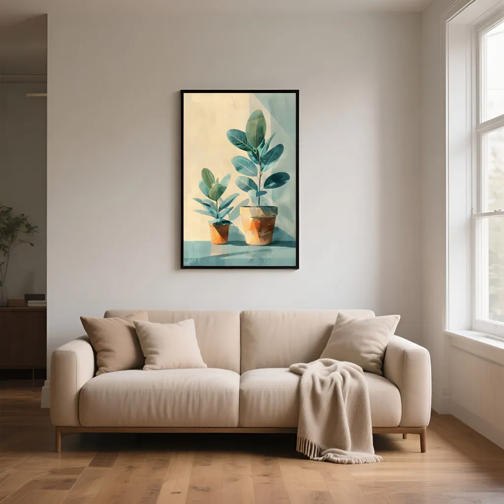 PixuPrint Soft Pastel Painting Potted Plants Boho