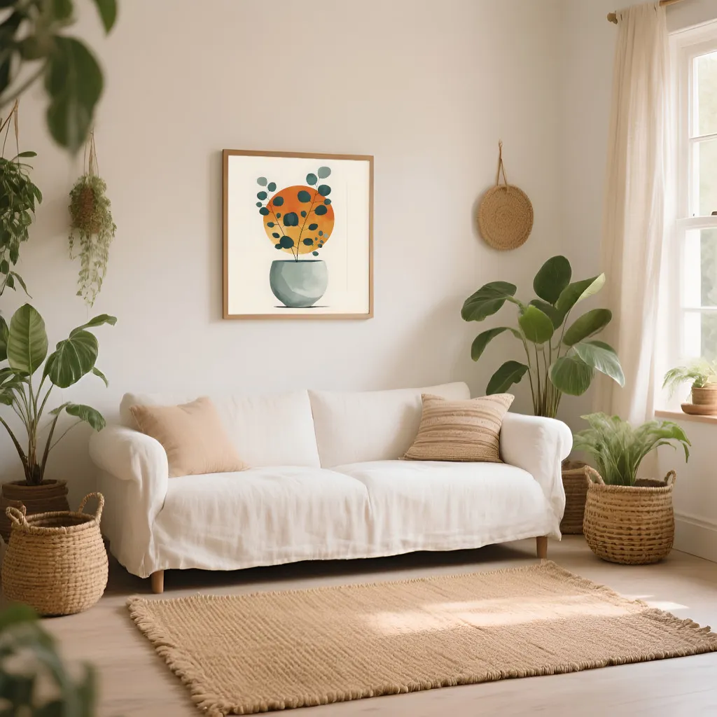 PixuPrint Cute Potted Plant Eucalyptus Leaves Boho