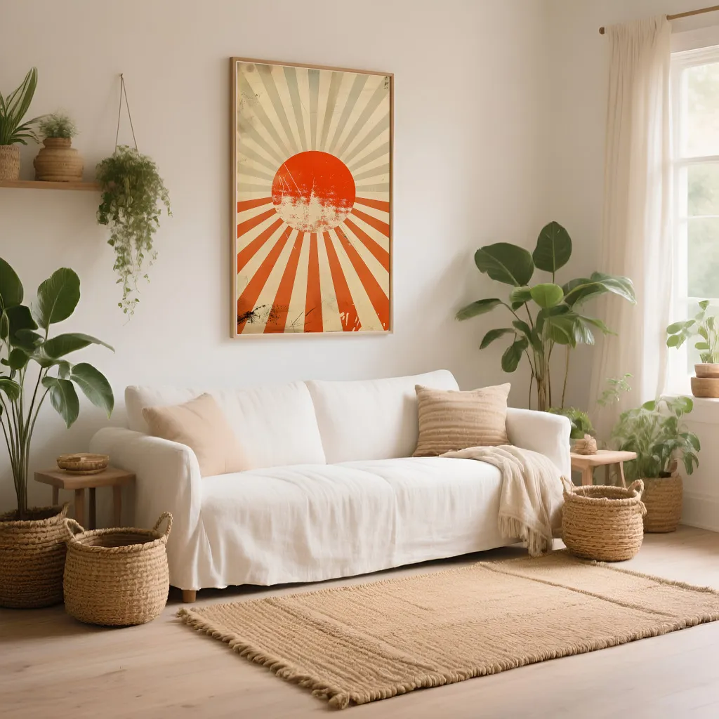 PixuPrint Sun Rays Poster Design Retro Boho