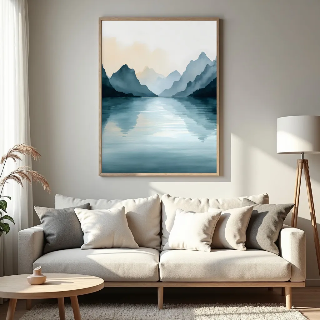 PixuPrint Mountain landscape with water reflection