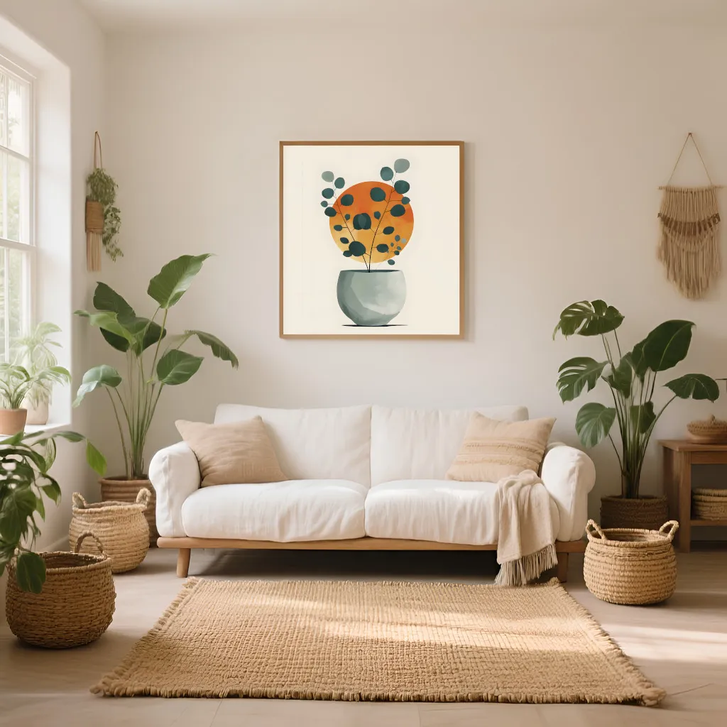 PixuPrint Cute Potted Plant Eucalyptus Leaves Boho