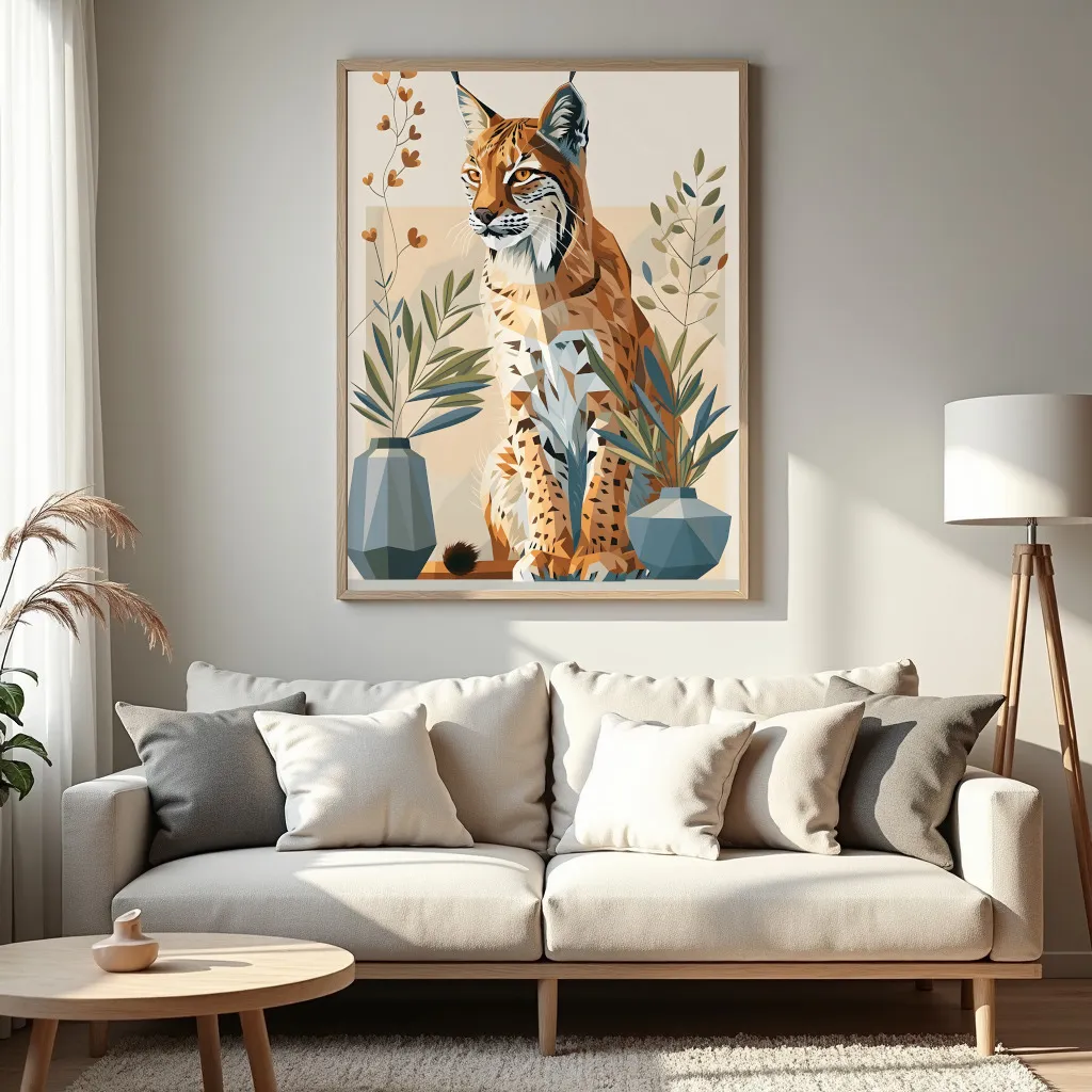 PixuPrint Lynx Sitting Table Simple Shapes Boho