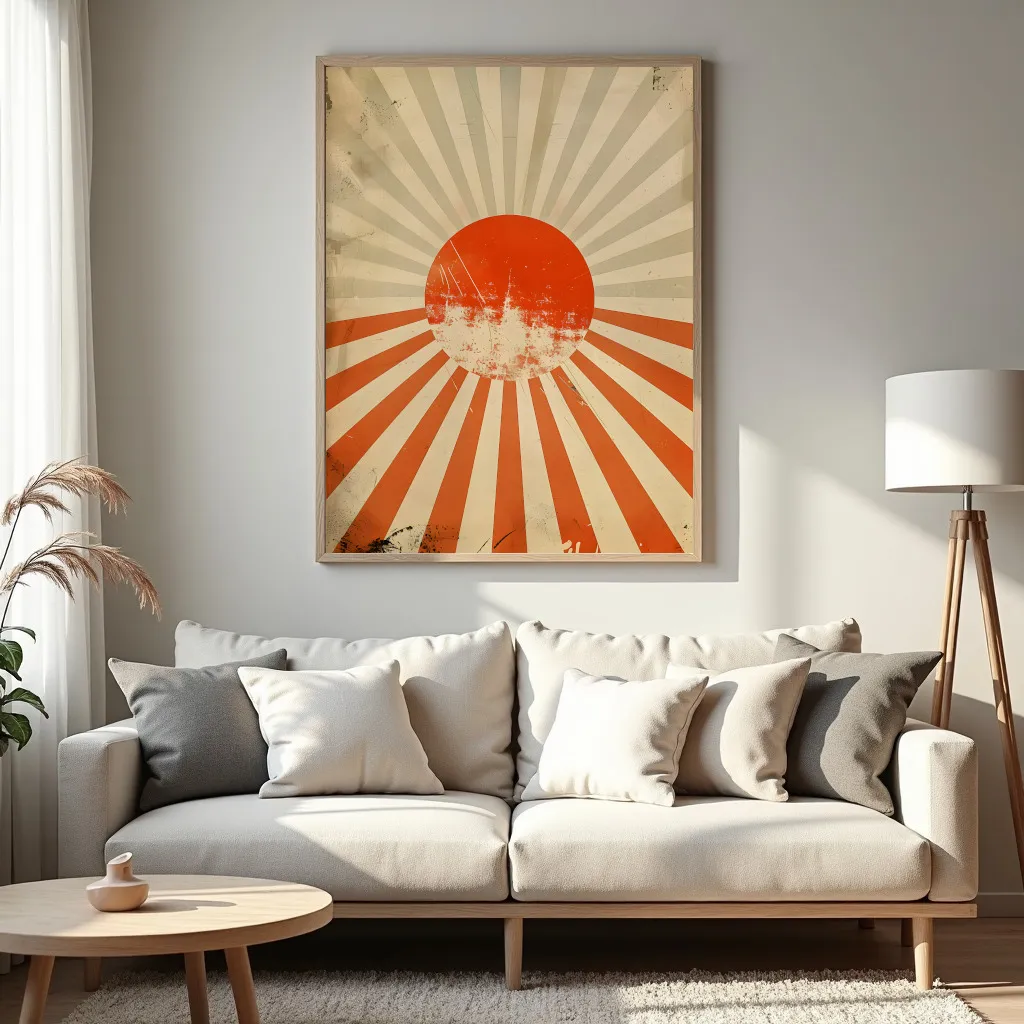PixuPrint Sun Rays Poster Design Retro Boho