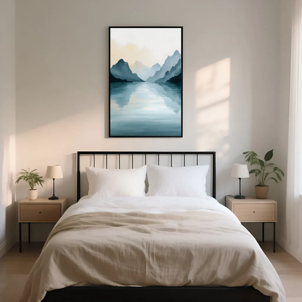 PixuPrint Mountain landscape with water reflection