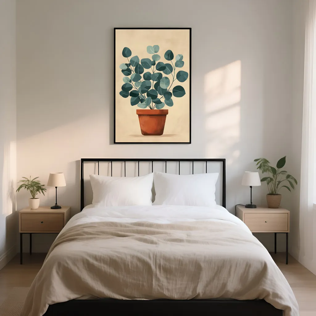 PixuPrint Cute Illustration Eucalyptus Plant Terrace Boho