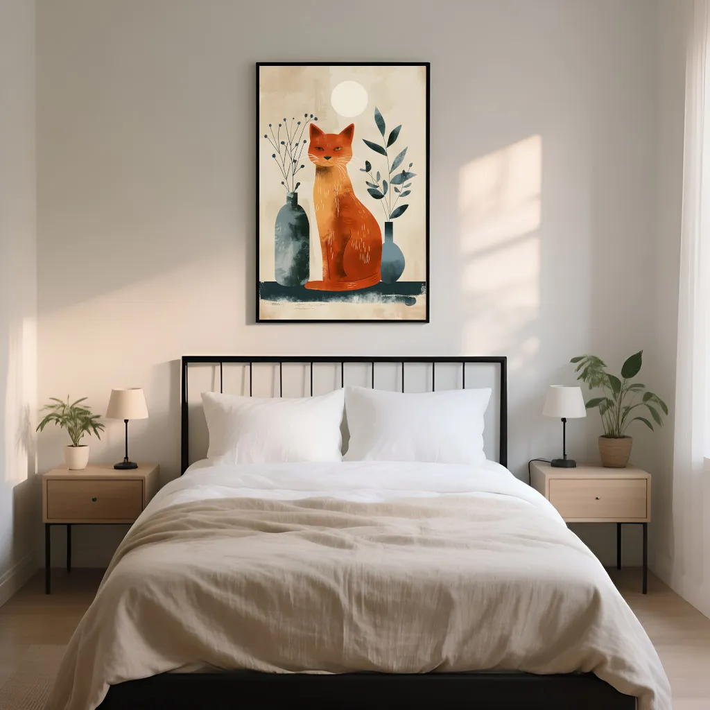 PixuPrint Orange Lynx Sitting Table Simple_Boho