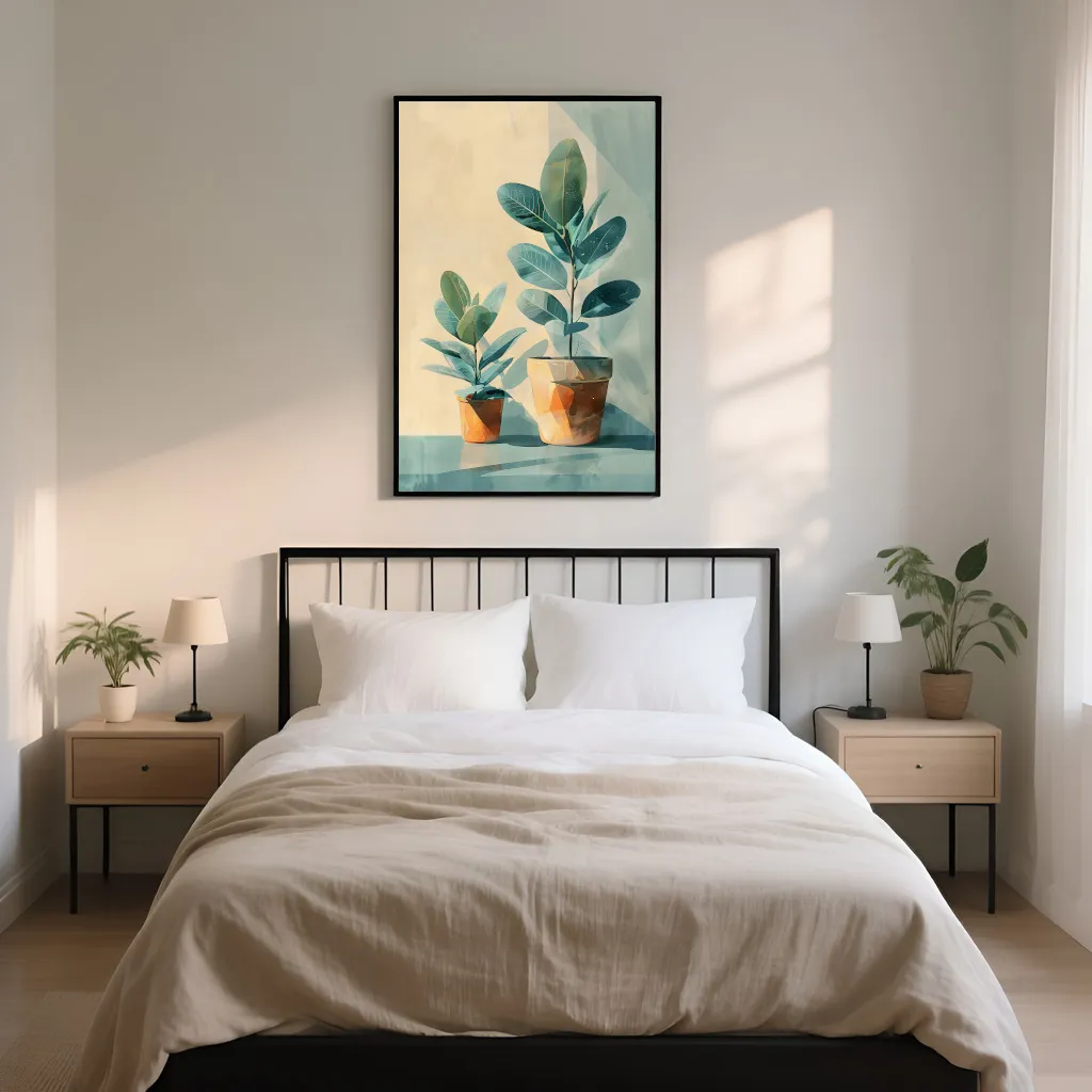 PixuPrint Soft Pastel Painting Potted Plants Boho