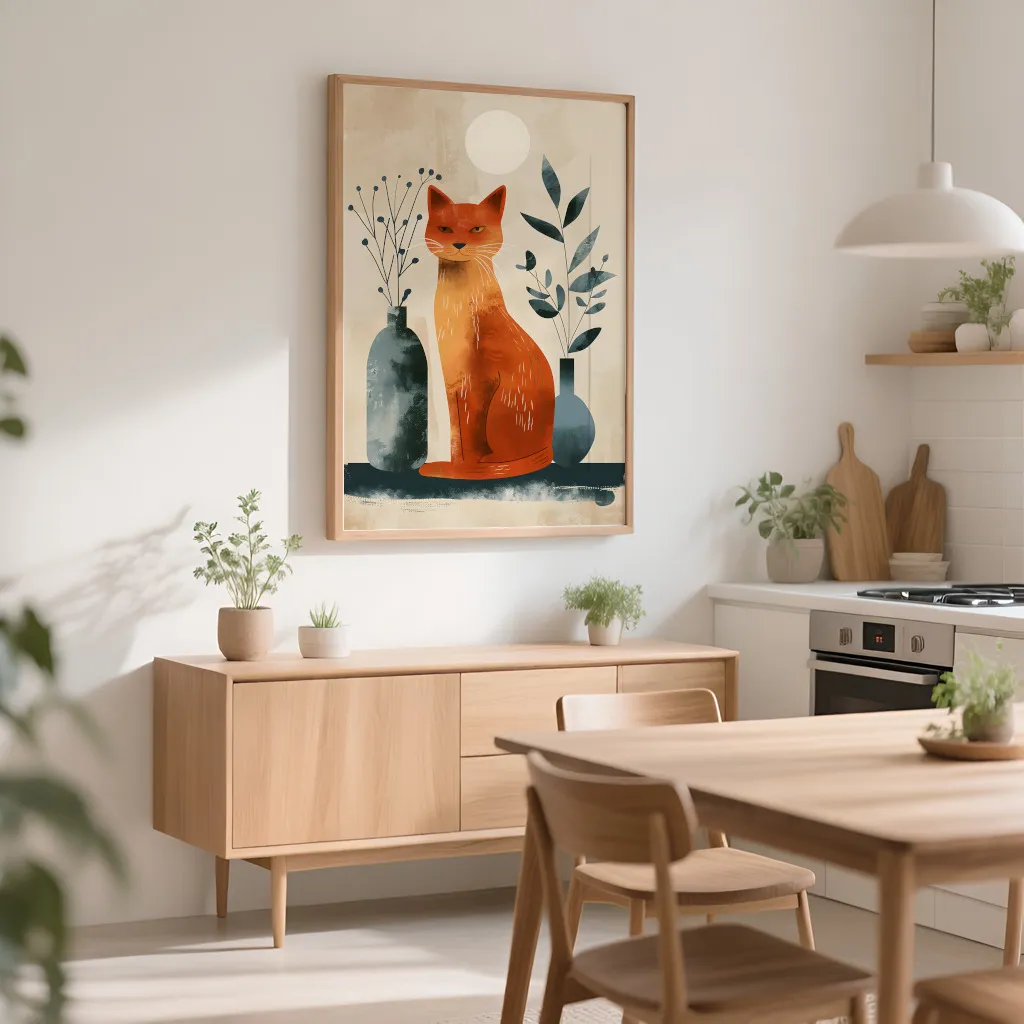 PixuPrint Orange Lynx Sitting Table Simple_Boho