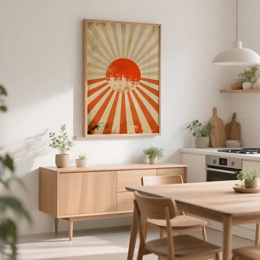 PixuPrint Sun Rays Poster Design Retro Boho