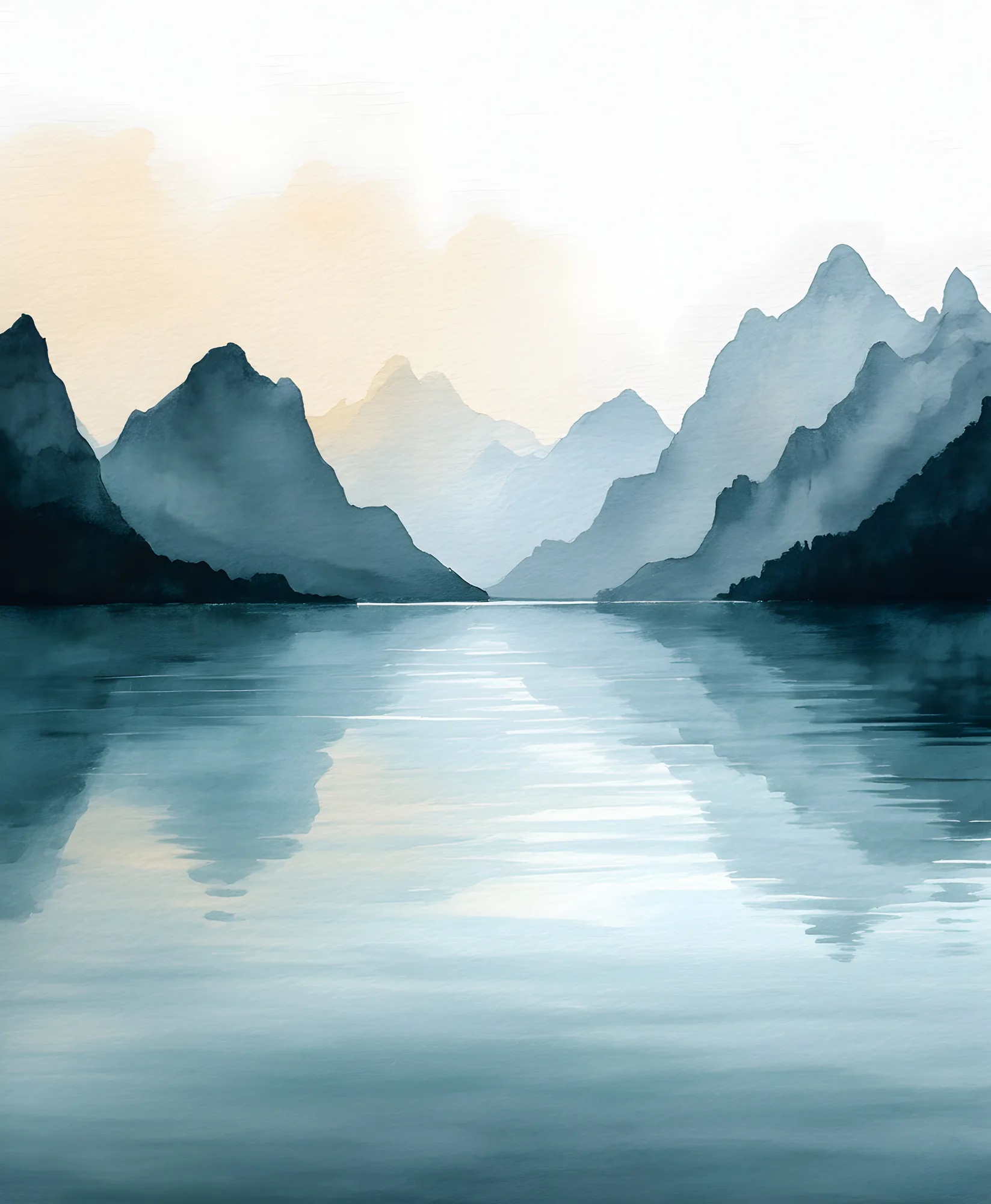 PixuPrint Mountain landscape with water reflection