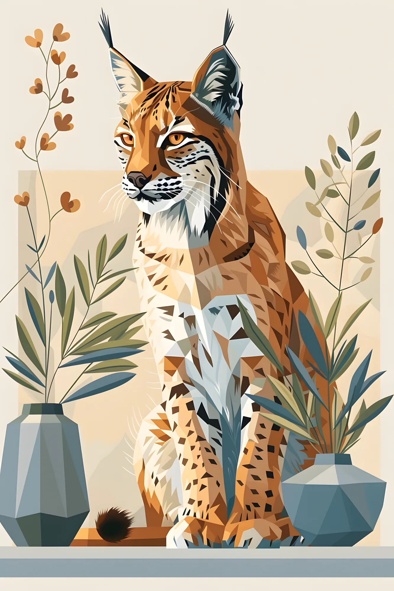 PixuPrint Lynx Sitting Table Simple Shapes Boho