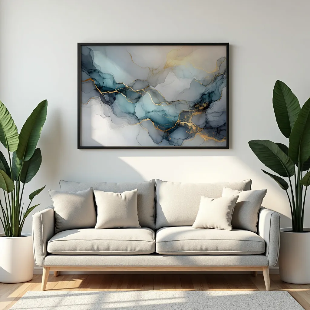 PIXUPRINT Abstract blue and gold artwork