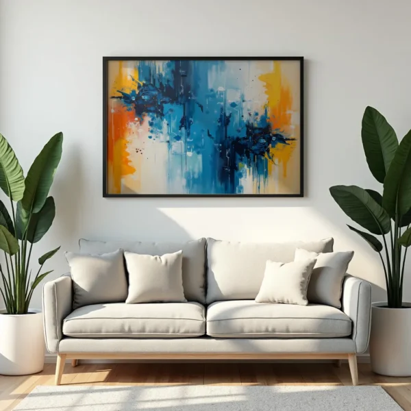 PixuPrint Abstract blue and yellow painting
