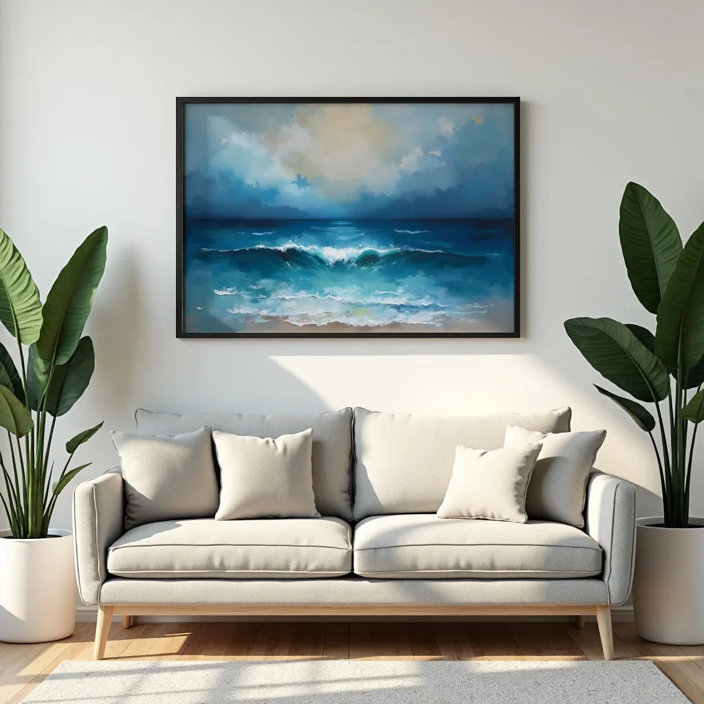 PixuPrint Ocean waves under cloudy sky