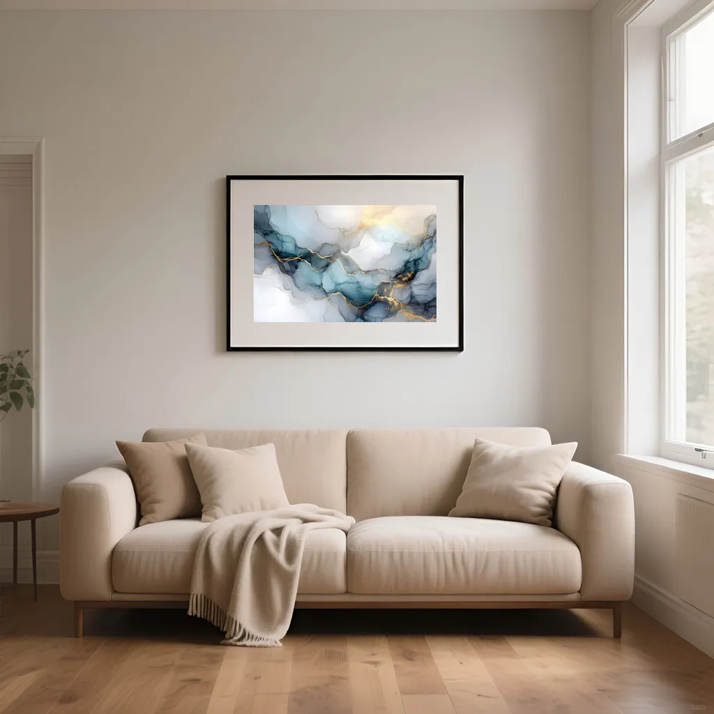 PIXUPRINT Abstract blue and gold artwork