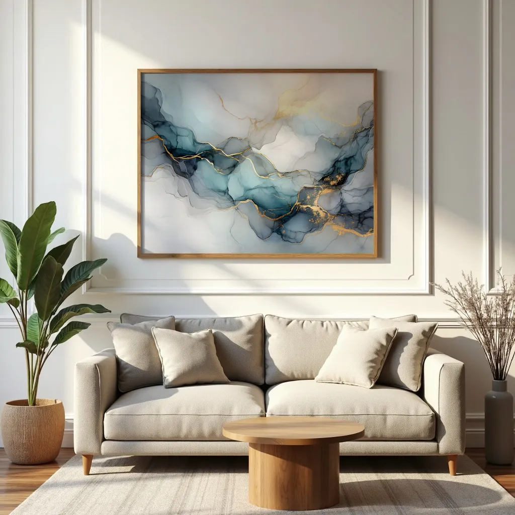 PIXUPRINT Abstract blue and gold artwork