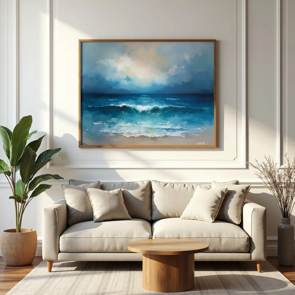 PixuPrint Ocean waves under cloudy sky