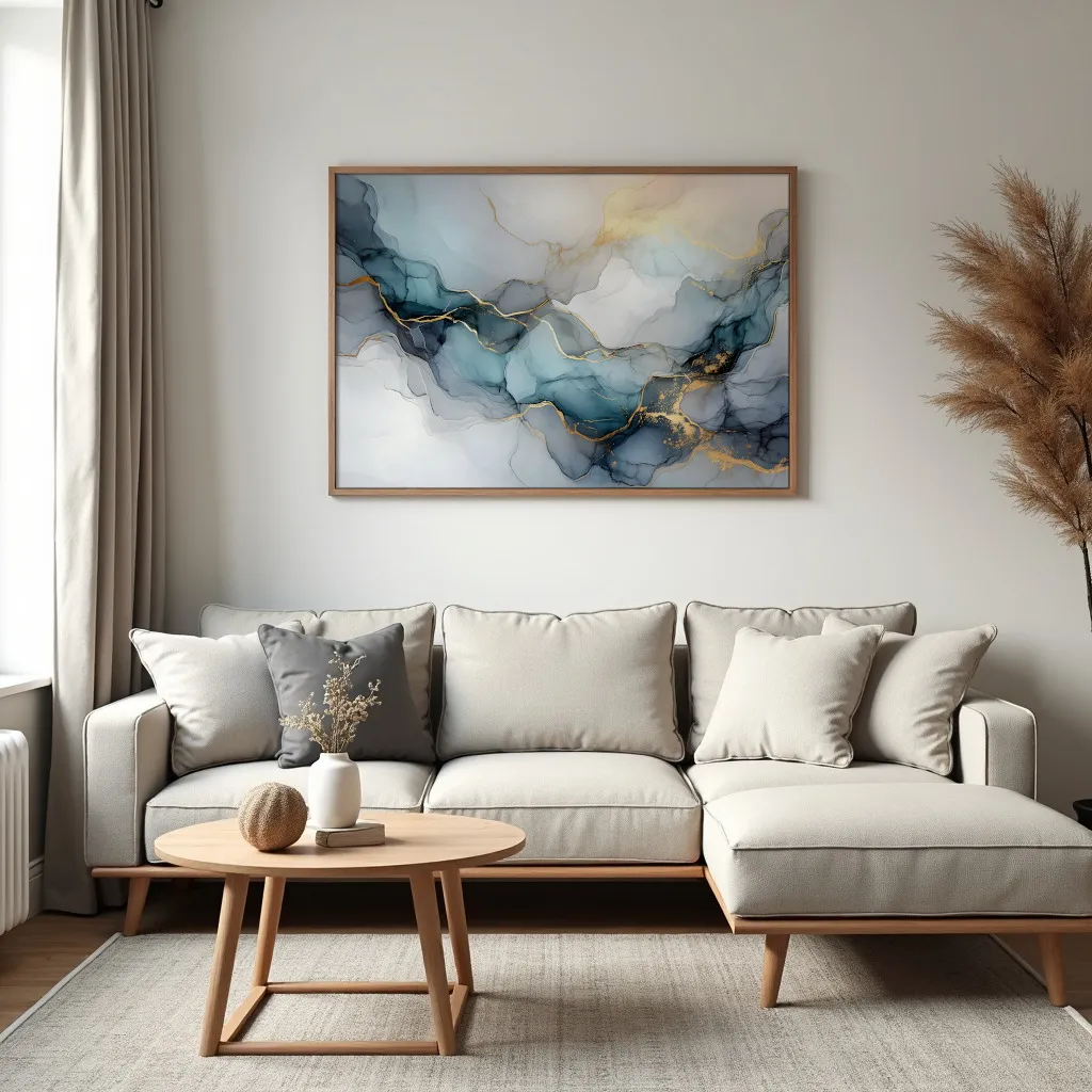 PIXUPRINT Abstract blue and gold artwork