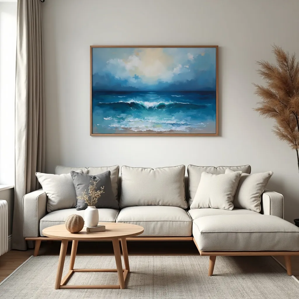 PixuPrint Ocean waves under cloudy sky