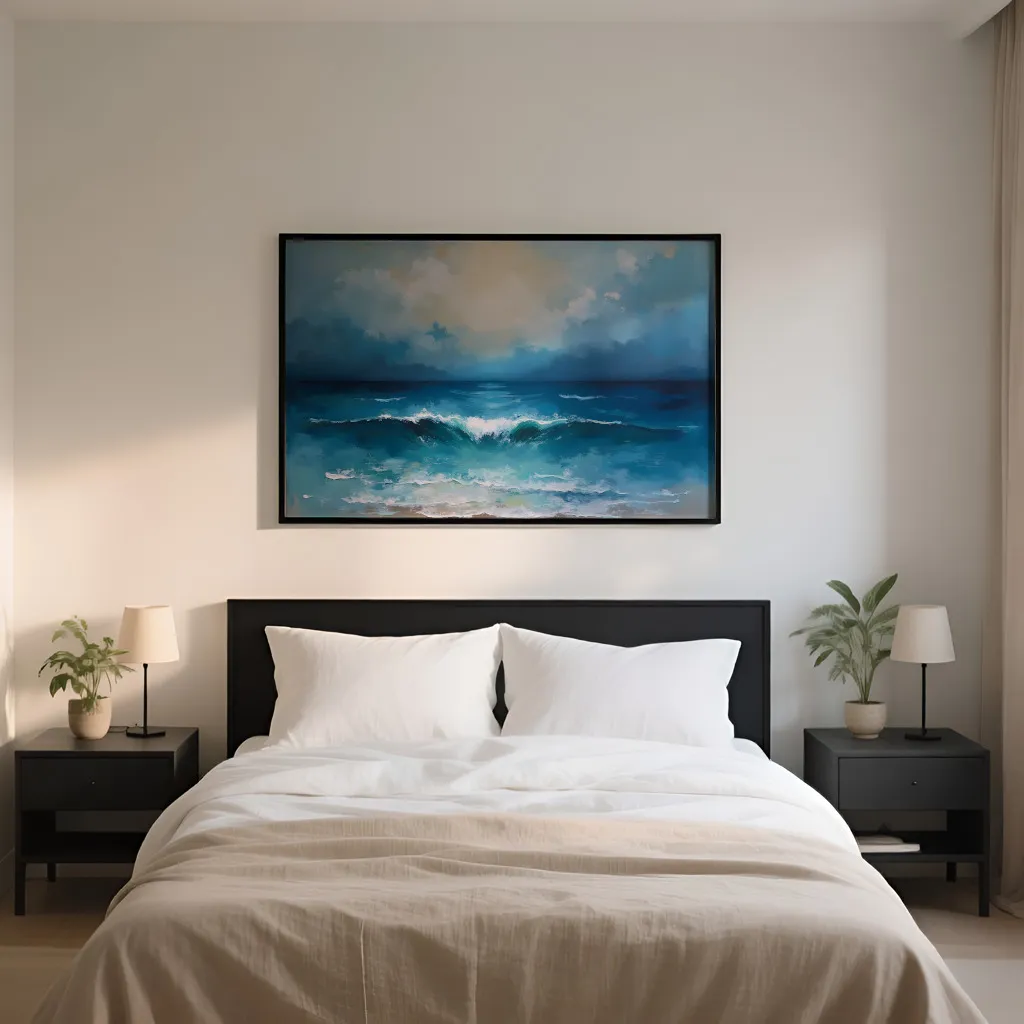 PixuPrint Ocean waves under cloudy sky